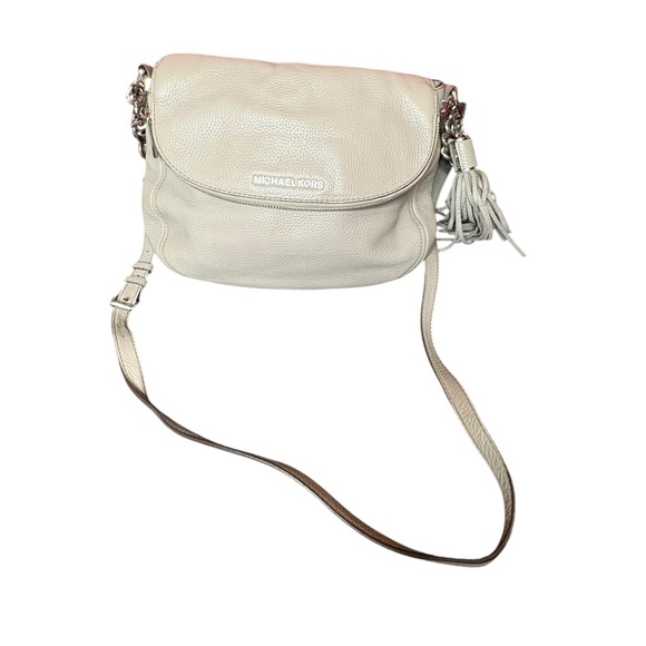 Michael Kors Bedford Tan Pebbled Leather Chain Too Strap Crossbody Bag Purse